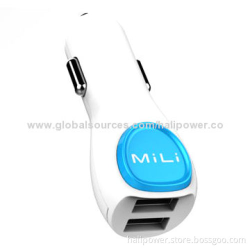 USB Car Charger with Dual Output, Sized 25*24.8*70.5mm